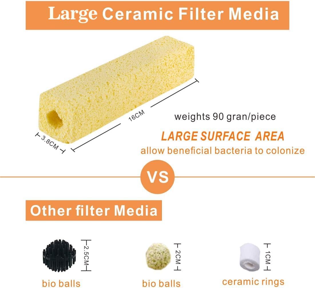 hygger 6.2-Inch Long Aquarium Bio Media Ceramic Filter Media Blocks for Sump Tank Pond Freshwater Fish Tank Filter Media (7.9 lbs